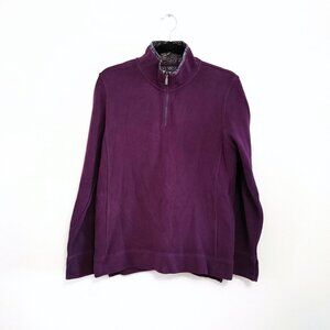 Orvis Women's 1/4 Zip Pullover Sweatshirt Size Medium Purple Long Sleeve  Cotton